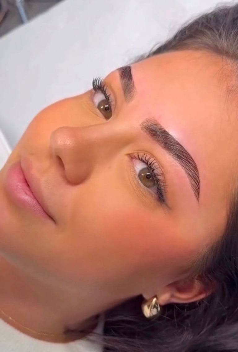 Full microshaded eyebrows — defined permanent eyebrow tattoo with crisp shape and rich, even color at CC Styling Studio in Bradenton, FL