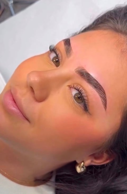Machine hair stroke brows in Bradenton, Florida — fine realistic hair-like permanent eyebrow strokes by CC Styling Studio