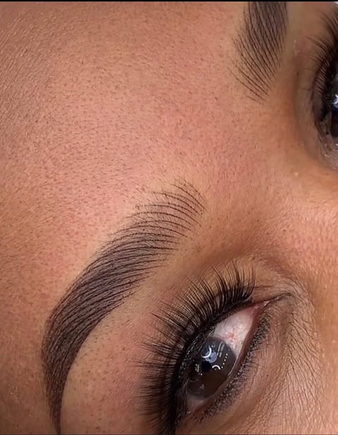 Microshading permanent eyebrows healed to a soft shaded finish – CC STYLING STUDIO, Bradenton, Florida