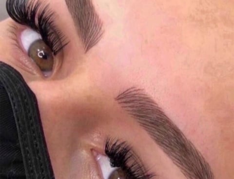 Sculpted permanent eyebrows with lash extensions in Bradenton, Florida by CC Styling Studio