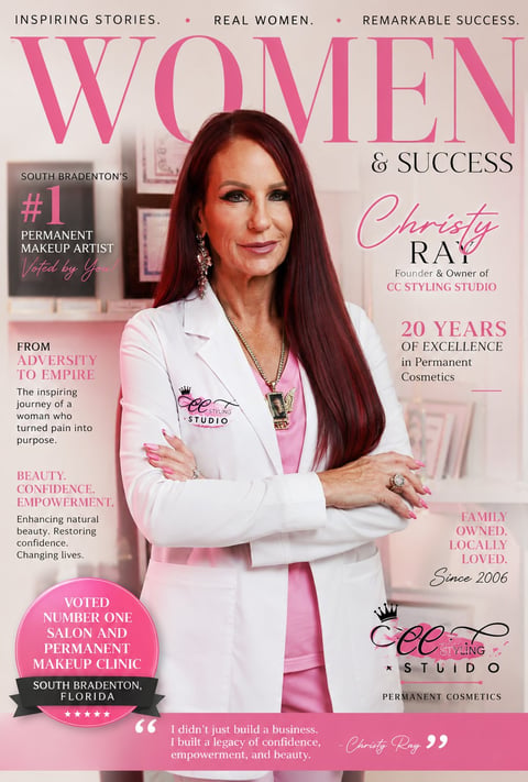 Magazine cover Women & Success featuring Christy Ray, South Bradentons #1 permanent makeup artist and founder of CC Styling Studio